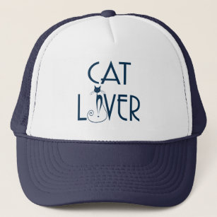 Cat Lover Navy Blue Text & Stylized Cat Truckerkappe