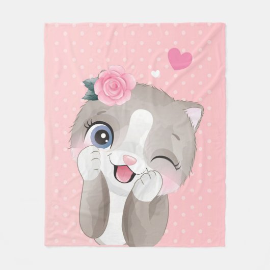 Cat Lover | Niedlich Kleine Kätzchen Fleecedecke (Vorderseite)