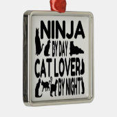 Cat Lover Ninja Silbernes Ornament (Rechts)