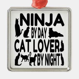 Cat Lover Ninja Silbernes Ornament