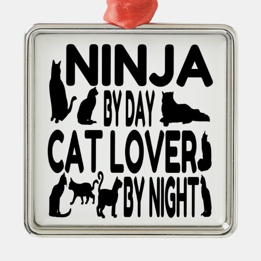 Cat Lover Ninja Silbernes Ornament (Vorne)