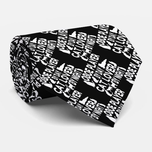 Cat Lover Oboe Player Krawatte (Gerollt)