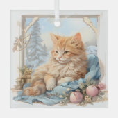 Cat Lover Orange Kitten Blue Clothing Ornament Aus Glas (Vorderseite)
