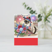 CAT Lover Party 4. Juli Unabhängigkeitstag Postkarte (Stehend Vorderseite)