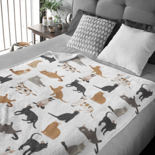 Cat Lover Patten Fun Print Fleecedecke