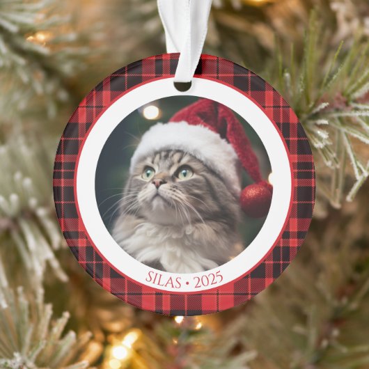 Cat Lover Pet Christmas Photo Ornament with Year (Baum)