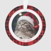 Cat Lover Pet Christmas Photo Ornament with Year (Vorderseite)