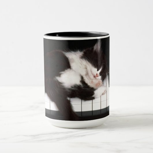 Cat Lover Piano Keys Tasse (Zentrum)