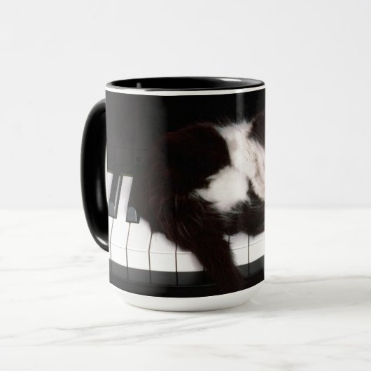 Cat Lover Piano Keys Tasse (Vorderseite Links)
