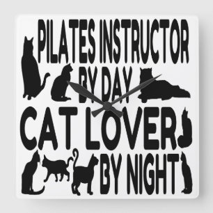 Cat Lover Pilates Instructor Quadratische Wanduhr
