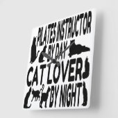 Cat Lover Pilates Instructor Quadratische Wanduhr (Winkel)