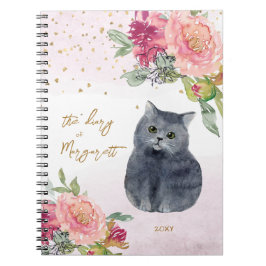 Cat Lover Pink Blume Hübsch Girl Daily Taary Notizblock