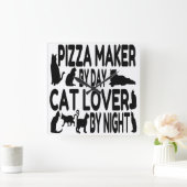 Cat Lover Pizza Maker Quadratische Wanduhr (Zuhause)