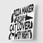 Cat Lover Pizza Maker Quadratische Wanduhr (Winkel)