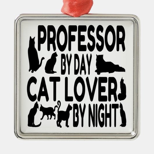 Cat Lover Professor Silbernes Ornament (Vorne)