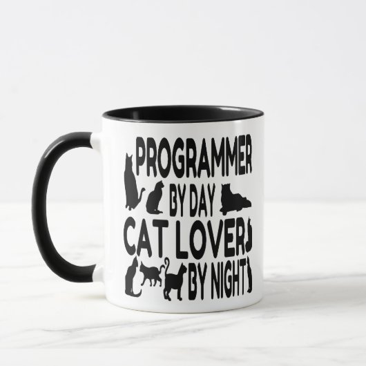 Cat Lover Programmierer Tasse (Links)