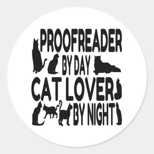 Cat Lover Proofreader Runder Aufkleber (Vorderseite)