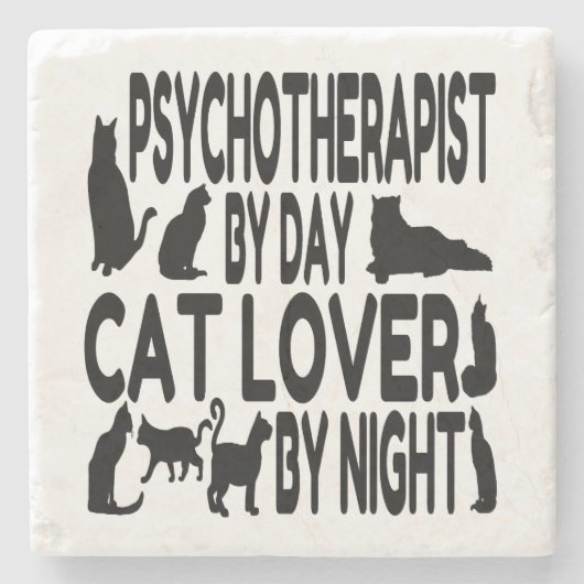 Cat Lover Psychotherapeut Steinuntersetzer (Vorderseite)