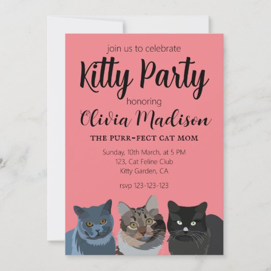 Cat Lover Purfect Cat Mama Kitty Party Einladung (Vorderseite)