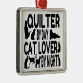 Cat Lover Quilter Silbernes Ornament (Rechts)
