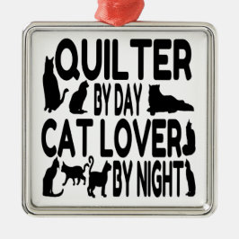 Cat Lover Quilter Silbernes Ornament