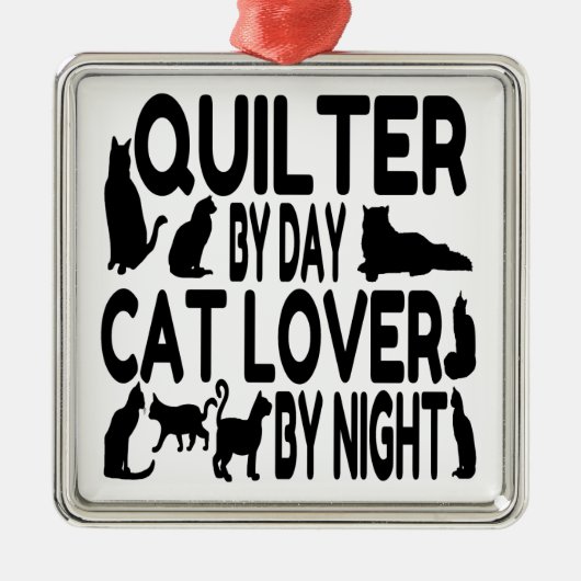 Cat Lover Quilter Silbernes Ornament (Vorne)