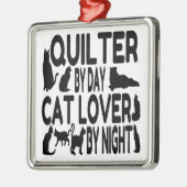 Cat Lover Quilter Silbernes Ornament (Links)
