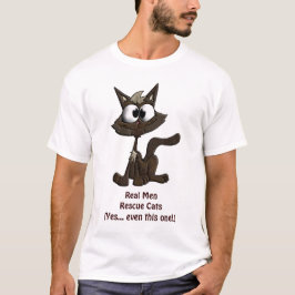 Cat Lover Real Men Rescue Cats Spaß Kitty Cartoon T-Shirt