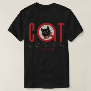 Cat Lover Red Black Green Bow Krawatte T-Shirt