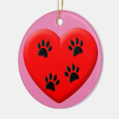 Cat Lover Red Heart and Paws Classic Keramik Ornament (Links)