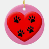 Cat Lover Red Heart and Paws Classic Keramik Ornament (Hinten)