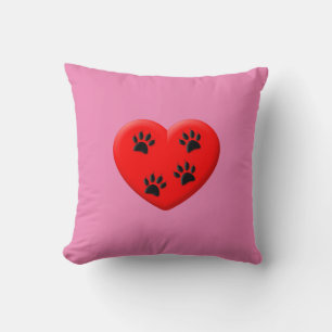 Cat Lover Red Heart and Paws Classic Kissen