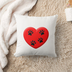 Cat Lover Red Heart and Paws Classic Kissen