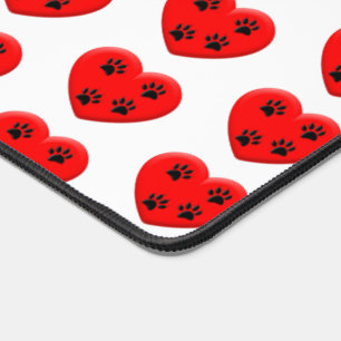 Cat Lover Red Heart and Paws Classic Schreibtischunterlage