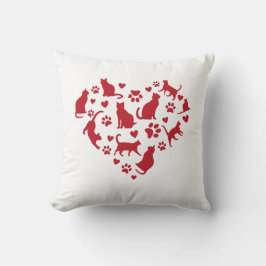 Cat Lover Red Heart of Cats Kissen