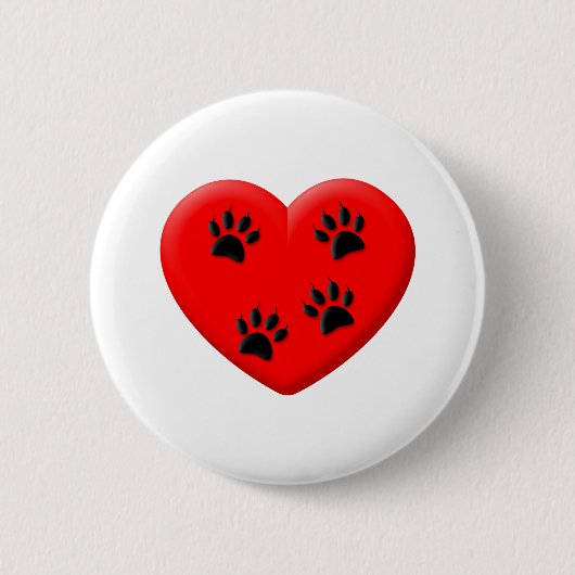 Cat Lover Rotes Herz und Paare Button (Vorderseite)