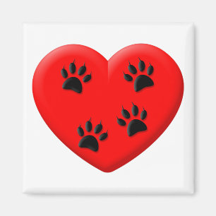Cat Lover Rotes Herz und Paare Magnet