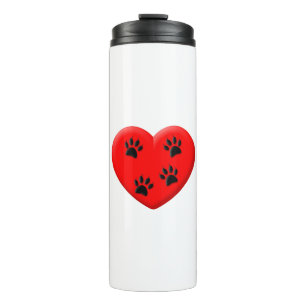 Cat Lover Rotes Herz und Paare Thermosbecher