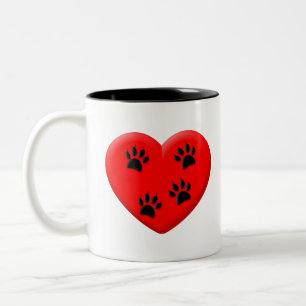 Cat Lover Rotes Herz und Paare Zweifarbige Tasse