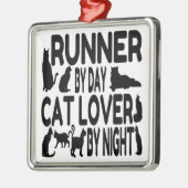Cat Lover Runner Silbernes Ornament (Links)