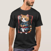 Cat Lover Samurai Cat Japanese T-Shirt (Vorderseite)