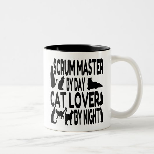 Cat Lover Scrum Master Zweifarbige Tasse (Rechts)