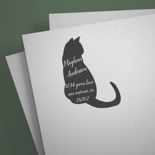 Cat Lover Simple Black Cat Rücksendeadresse Briefm Permastempel