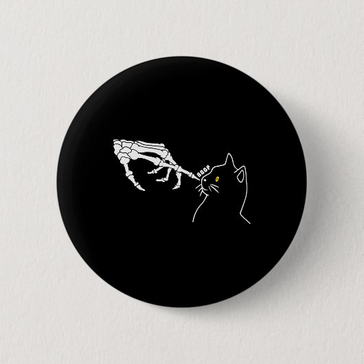 Cat Lover Skeleton Hand Boop Funny Halloween Cat Button (Vorderseite)