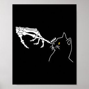 Cat Lover Skeleton Hand Boop Funny Halloween Cat Poster