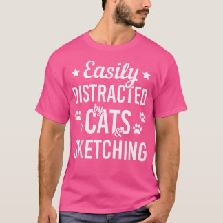 Cat Lover skizziert lange Katzen und zeichnet lust T-Shirt