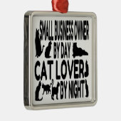 Cat Lover Small Business Owner Silbernes Ornament (Rechts)