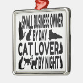 Cat Lover Small Business Owner Silbernes Ornament (Links)