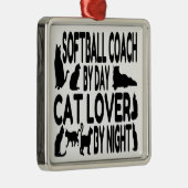 Cat Lover Softball Coach Silbernes Ornament (Rechts)