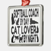 Cat Lover Softball Coach Silbernes Ornament (Links)